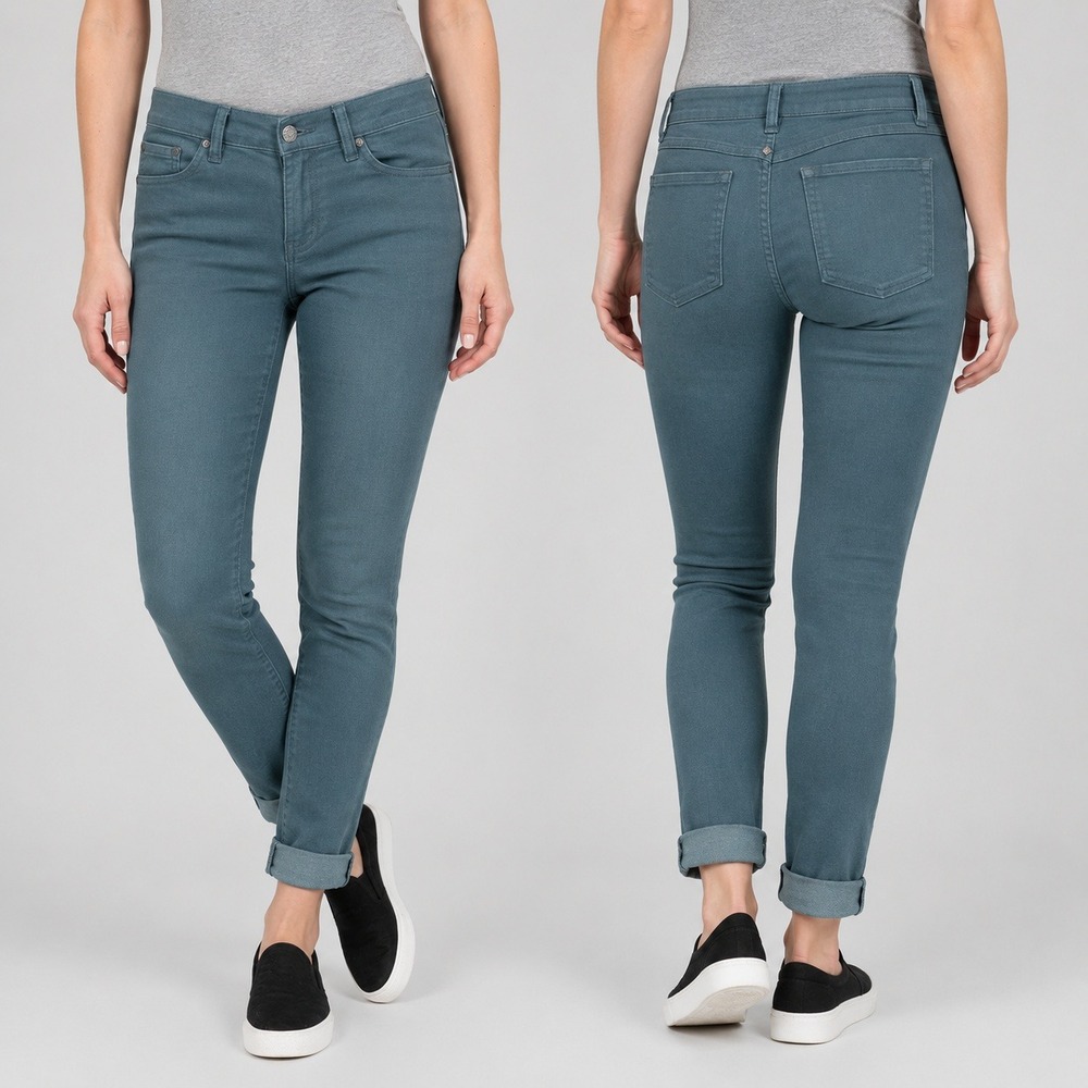 PRANA Kara Organic Cotton Stretch Denim Skinny Jeans Womens 4 / 27 Teal Green